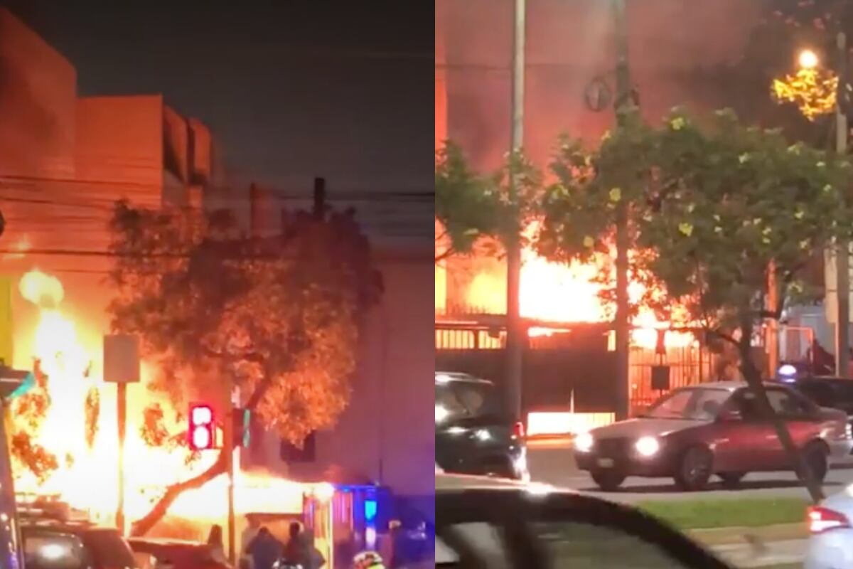 El fuego tuvo lugar en una cochera que está al lado de la avenida Universitaria. Algunos vehículos, como los corredores, desviaron su recorrido. Foto: composición EC/captura redes sociales