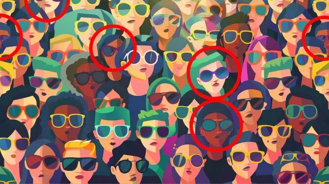 Tienes una visión 20/20 si viste las gafas de sol moradas entre la multitud en menos de 9 segundos.