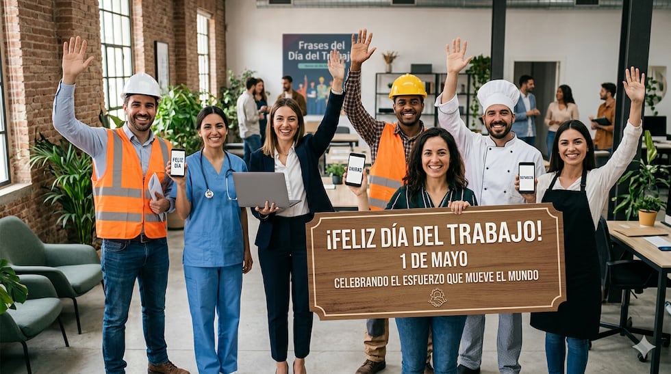 ¿Buscas qué decir este 1 de mayo? No pierdas tiempo y elige entre estas 100 frases del Día del Trabajo. Tenemos opciones para jefes, empleados, emprendedores y mensajes con humor para compartir en tus grupos de WhatsApp este viernes. (Foto: Gemini)