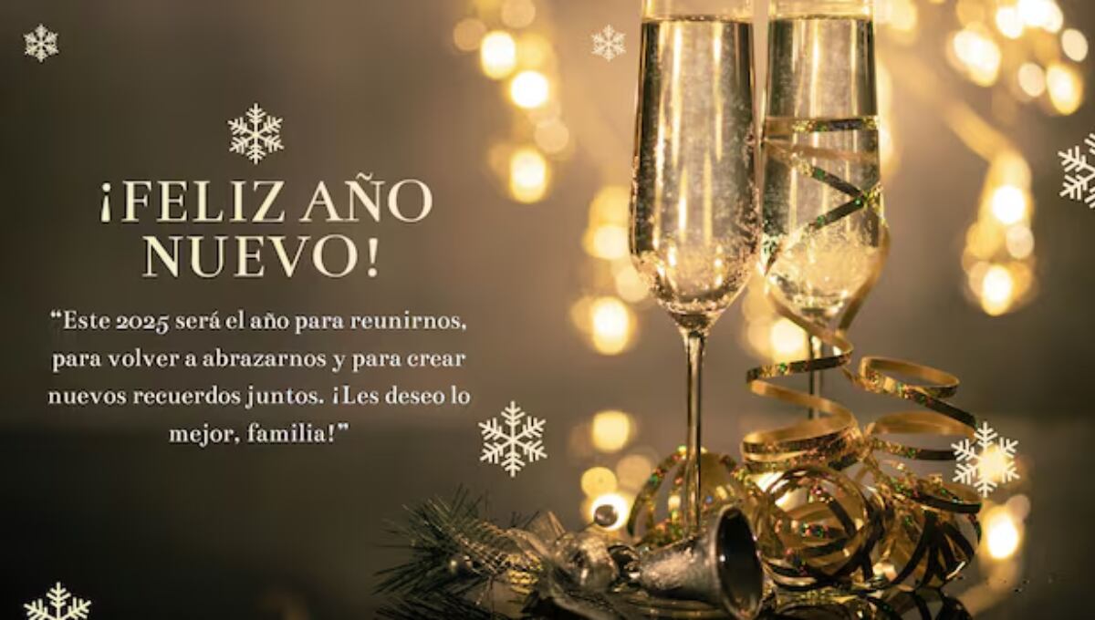 Las mejores tarjetas para enviar al recibir el Año Nuevo 2025. (Imagen: Canva)