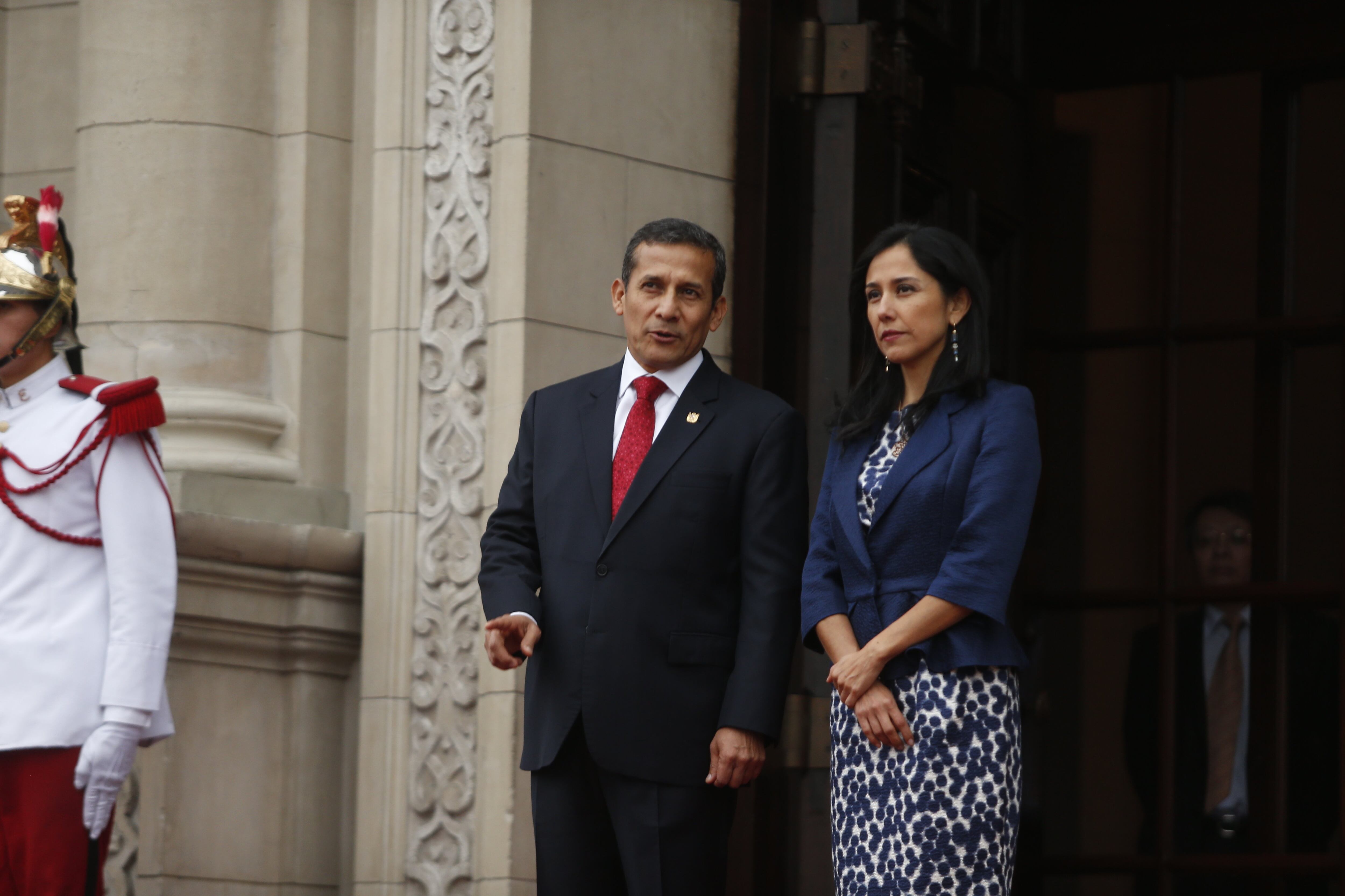 Ollanta Humala, acompañado por Nadine Heredia, durante una actividad en Palacio de Gobierno en su gestión presidencial (Foto: Archivo El Comercio)