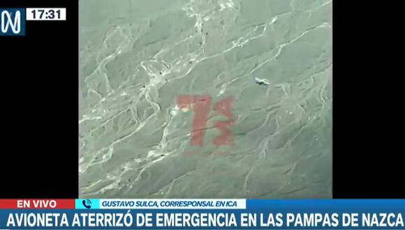 Avioneta que trasladaba a turistas aterrizó de emergencia en las Pampas de Nasca, en Ica. (Foto: Canal N)
