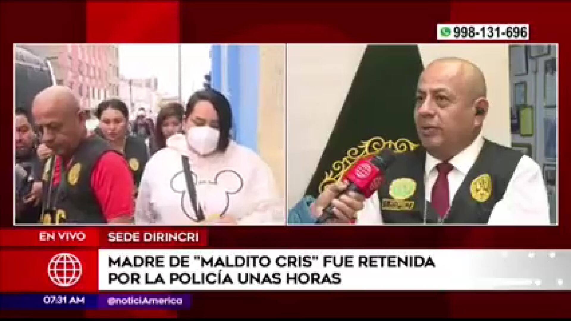 Madre de 'Maldito Cris' fue retenida por algunas horas. (Foto: América Noticias)