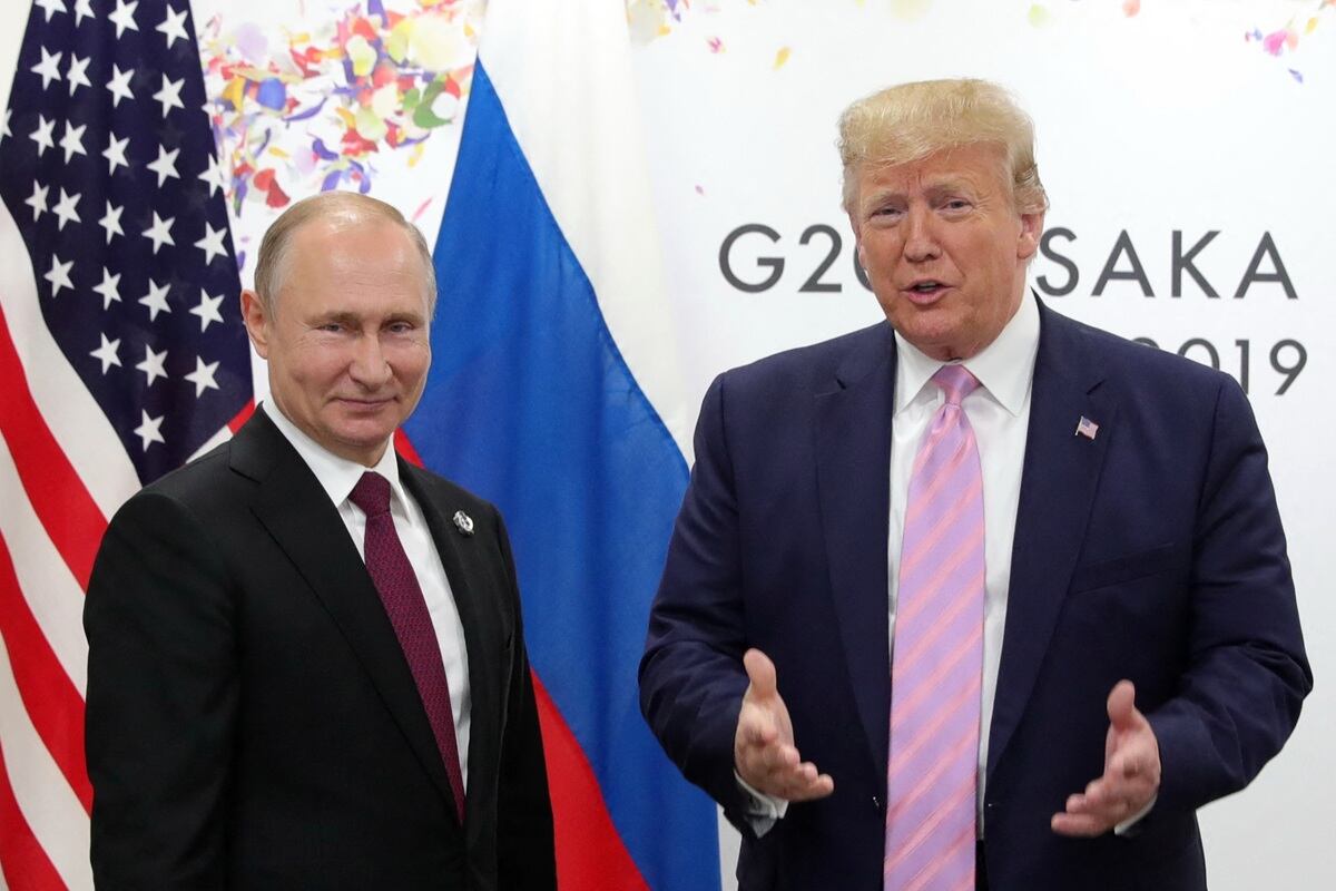 Donald Trump holds talks with Vladimir Putin at the G20 Summit on June 28, 2019.