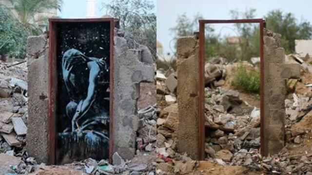 Un palestino vende un mural de Banksy en Gaza por 180 dólares