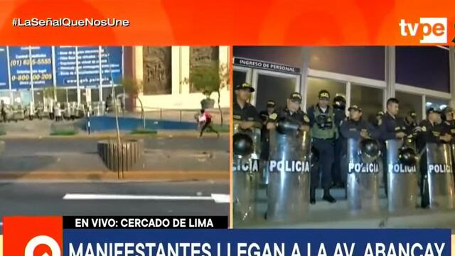 Manifestantes lanzaron piedras a sede del Ministerio Público y se enfrentaron a la Policía en la Av. Abancay y plaza San Martín