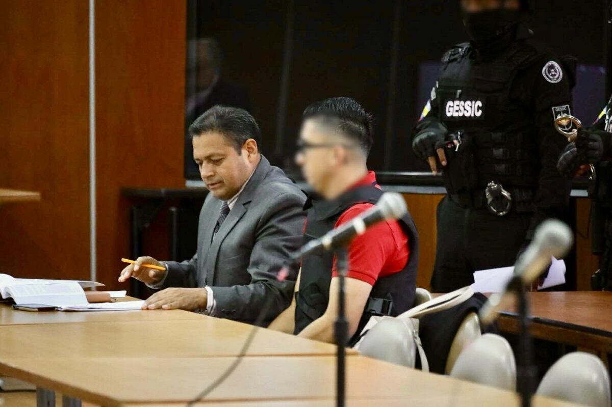 Gabriel Genrado G. C., el primer sentenciado por el caso Metástasis, el 15 de julio de 2024. (Foto de X @FiscaliaEcuador)