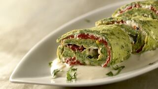 Receta de enrollado de espinaca con queso y pimientos