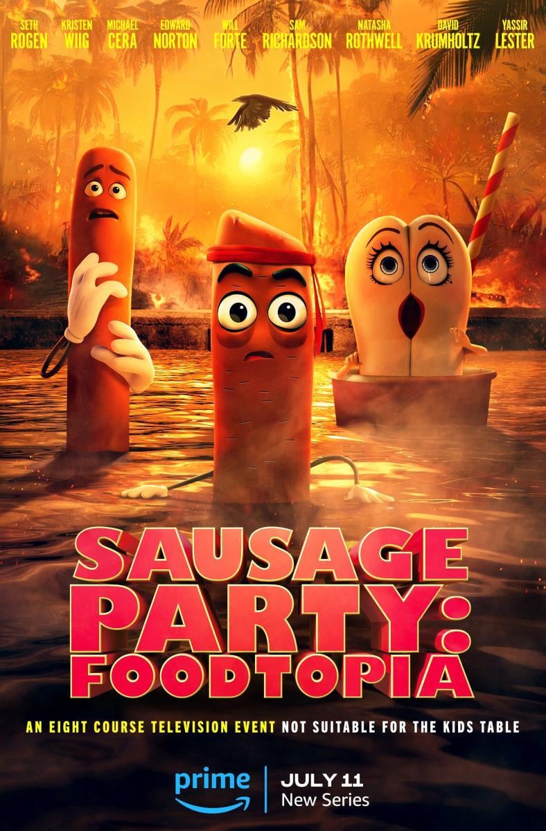 El póster de “Sausage Party: Foodtopia”, serie animada que se desarrolla a lo largo de 8 episodios (Foto: Amazon Studios)