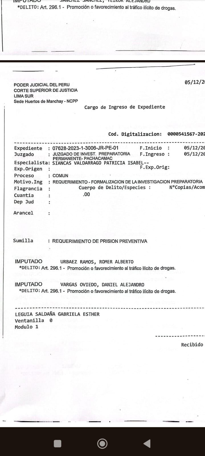 Documento remitido por el Poder Judicial a este Diario donde figuran los nombres de los siete investigados para prisión preventiva.