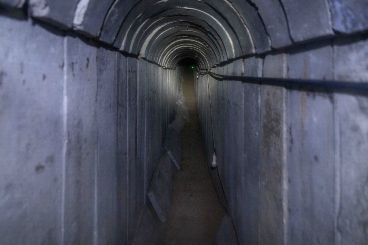 Un túnel, de aproximadamente un kilómetro de largo y desde donde se cree que un comando de Hamás supervisaba ataques, en el área de Jan Yunis, sur de la Franja de Gaza, el 29 de enero de 2024. (Foto de Ejército Israelí / EFE)