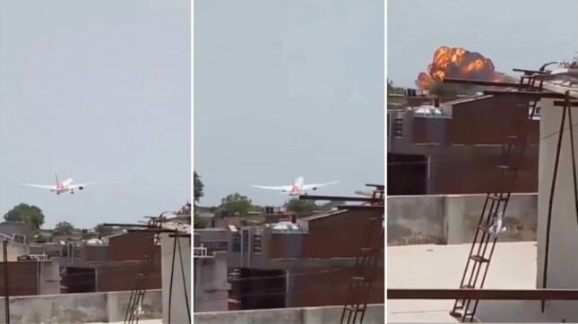 Aryan Asari grabó un video del avión que se estrelló segundos después de despegar en India.