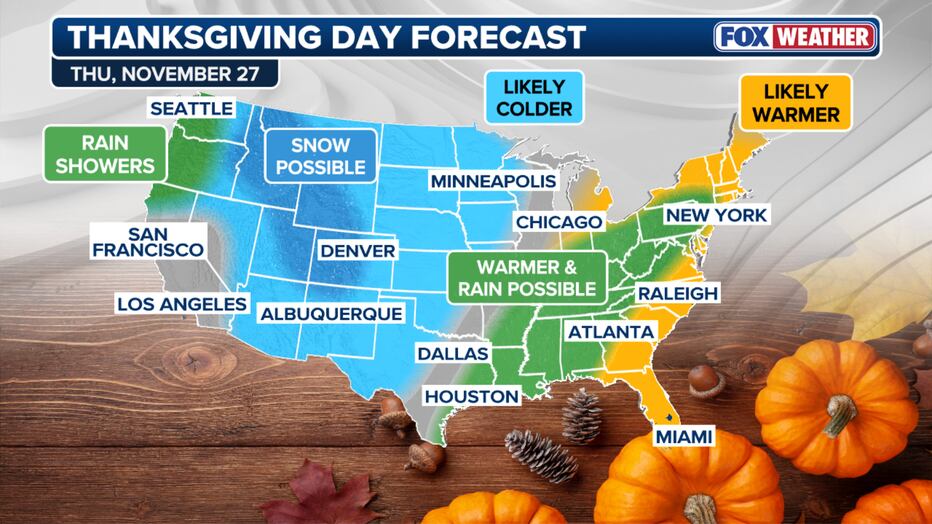 Este es el pronóstico del tiempo a largo plazo para el Thanksgiving 2025 en EE.UU. | Crédito: FOX Weather