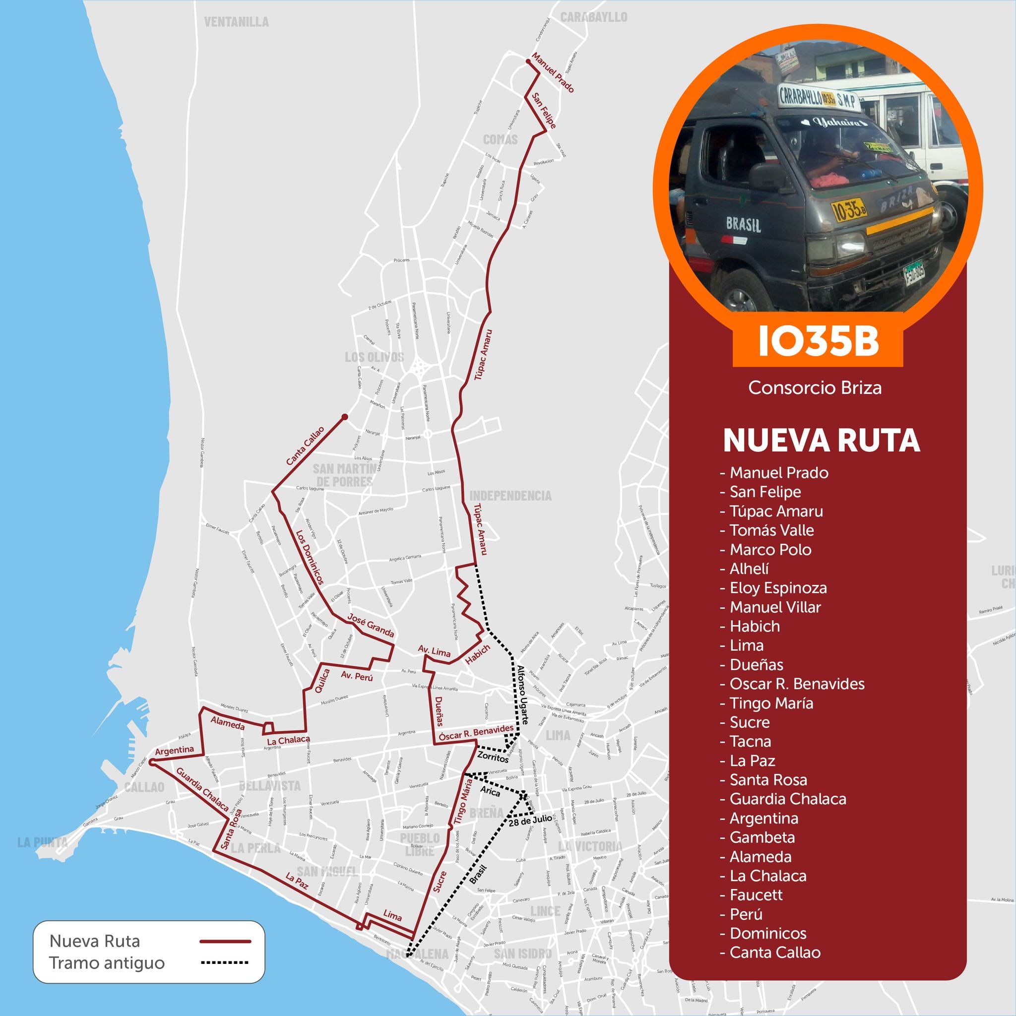 Nueva ruta IO35B del Consorcio Briza. Foto: ATU