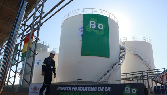 Trabajadores caminan por las instalaciones de la planta de biodiésel este martes en Santa Cruz (Bolivia). (Foto: EFE / Juan Carlos Torrejón)