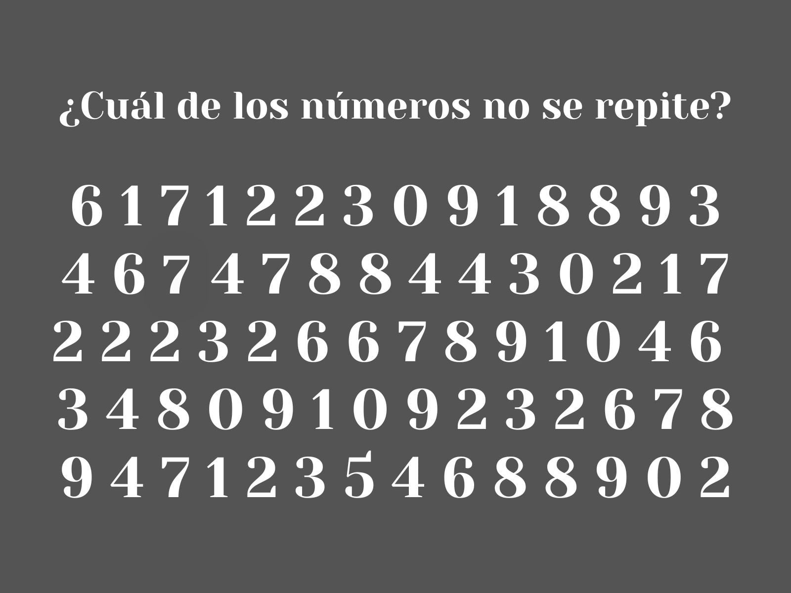 Reto visual: Usa tu capacidad visual para detectar el número que no se repite. (Creación: Mag)
