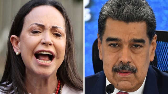 La líder opositora y premio Nobel de la Paz, María Corina Machado, defiende que las acciones de Estados Unidos buscan "cortar" la financiación de Nicolás Maduro. (Petro MATTEY / Federico PARRA / AFP)