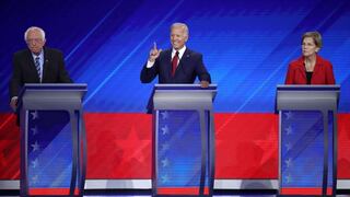 Joe Biden, favorito en las primarias demócratas, debatió con Warren y Sanders