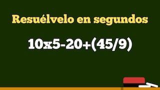 Un ejercicio que requiere concentración total: ¿cuánto es 10 x 5 - 20 + (45 / 9)?