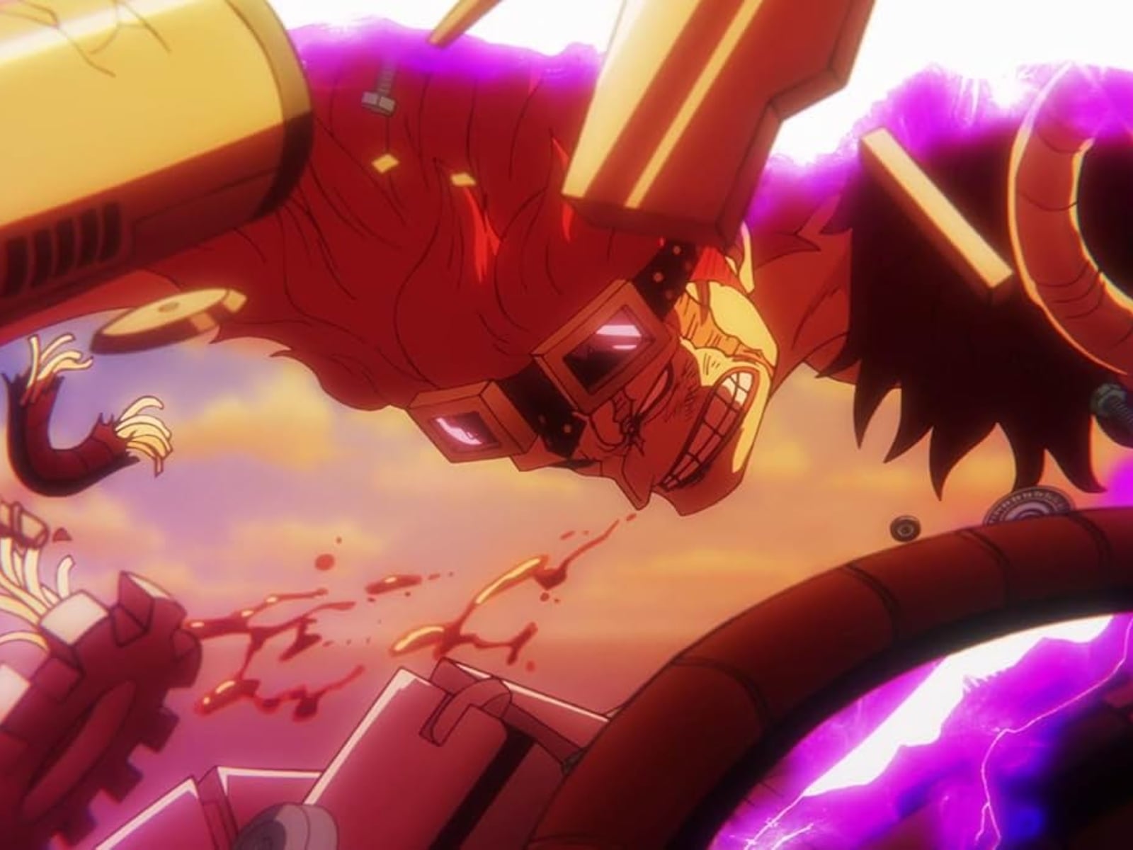 Kid recibiendo el impacto del Kamusari de Shanks en el manga de “One Piece” (Foto: Toei Animation)