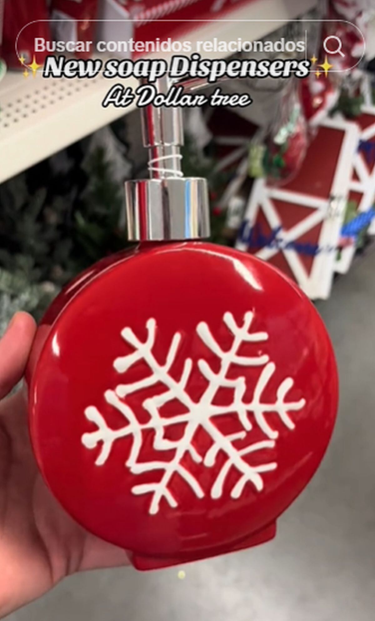El dispensador de jabón en forma de copo de nieve que vende Dollar Tree (Foto: @karennrio / TikTok)