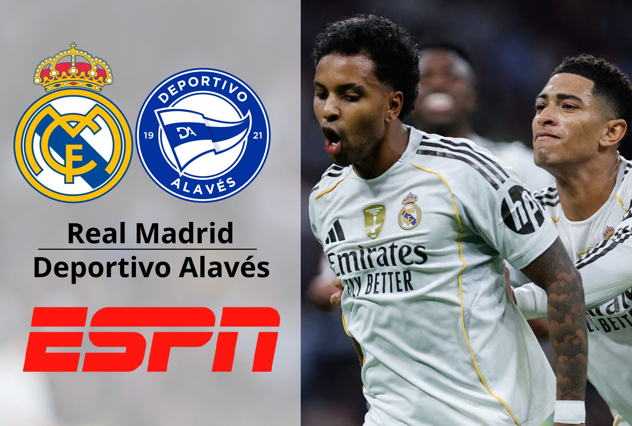 ESPN Select transmite Real Madrid vs. Alavés en inglés EN VIVO EN DIRECTO ONLINE desde Estados Unidos, por la jornada 16 de LaLiga EA Sports. (Foto: Composición Mag)