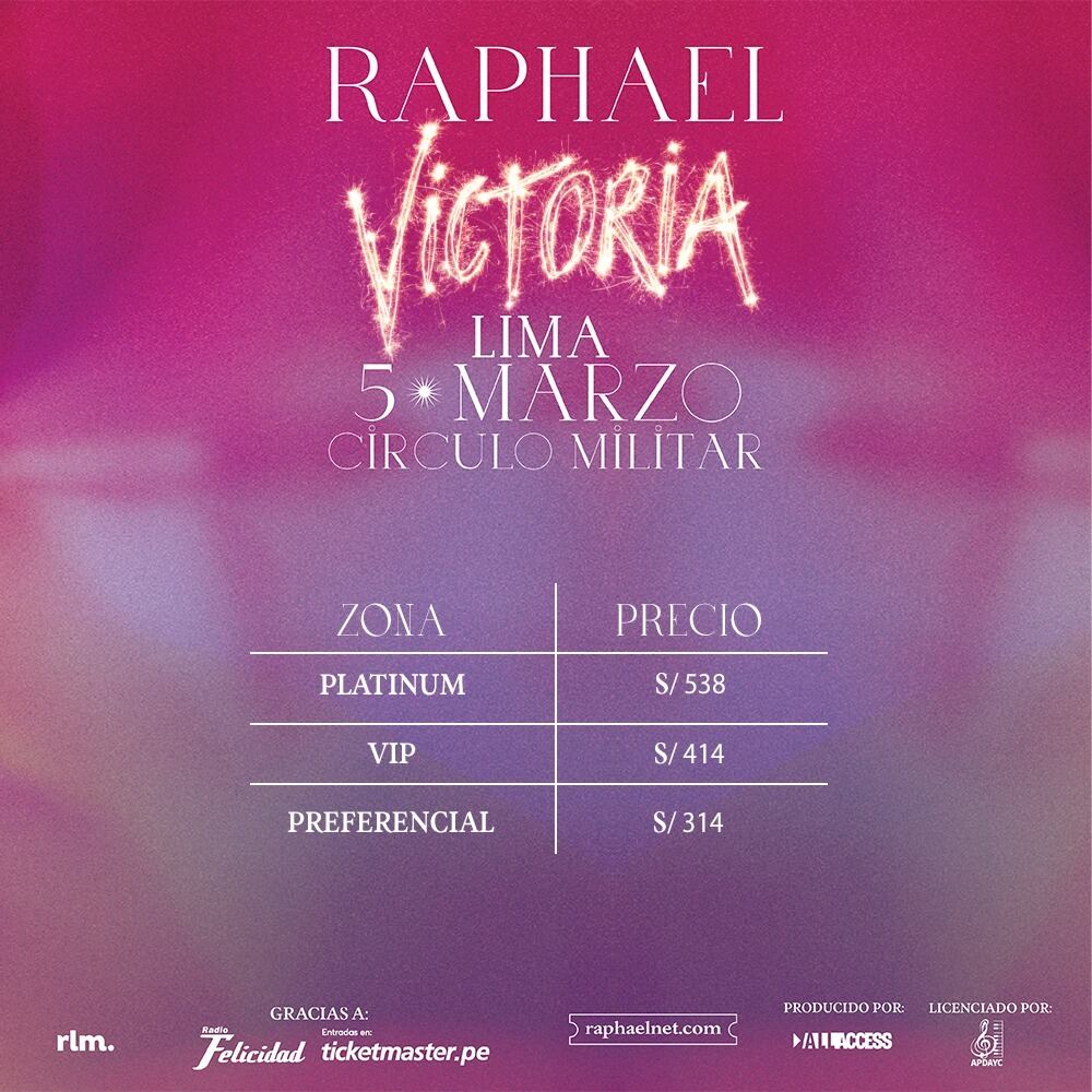 Estos son los precios para el concierto de Raphael en Lima. (Foto: All Access)