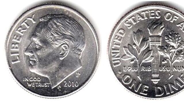¿Cuáles son las dos características de esta moneda de 10 centavos de dólar para que pueda valer hasta 800,000 euros?