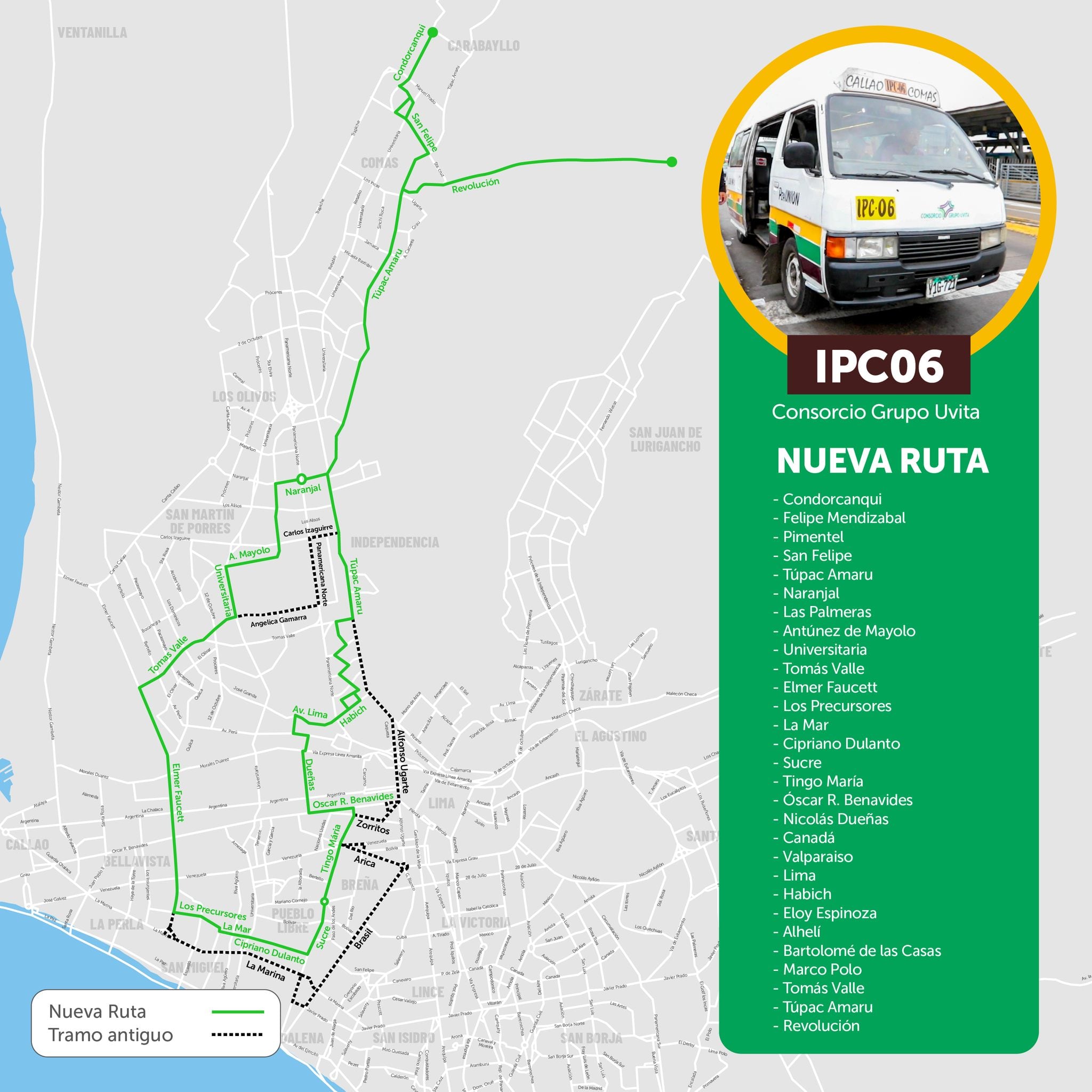 Nueva ruta de las combis del Consorcio Grupo Uvita. Foto: Atu