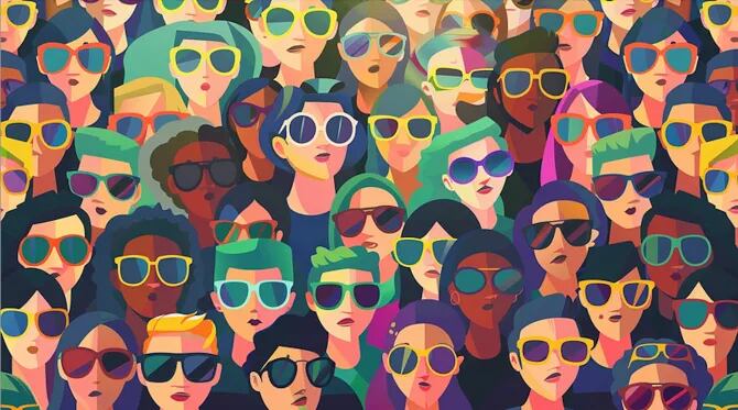 Tienes visión 20/20 si encuentras las gafas de sol moradas entre la multitud en menos de 9 segundos