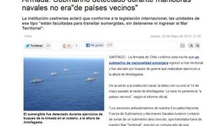Armada chilena aclaró que submarino detectado no pertenece a FF.AA. de países vecinos