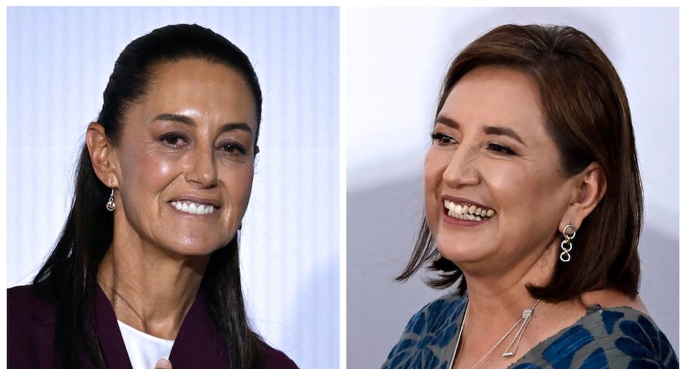La candidata presidencial de izquierda mexicana Claudia Sheinbaum (izq.) y la candidata opositora Xóchitl Gálvez. (Foto de Alfredo ESTRELLA/AFP).