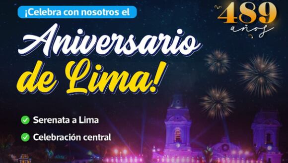 Conoce las actividades programadas con motivo del aniversario 489 de la ciudad de  Lima | Municipalidad de Lima / Facebook