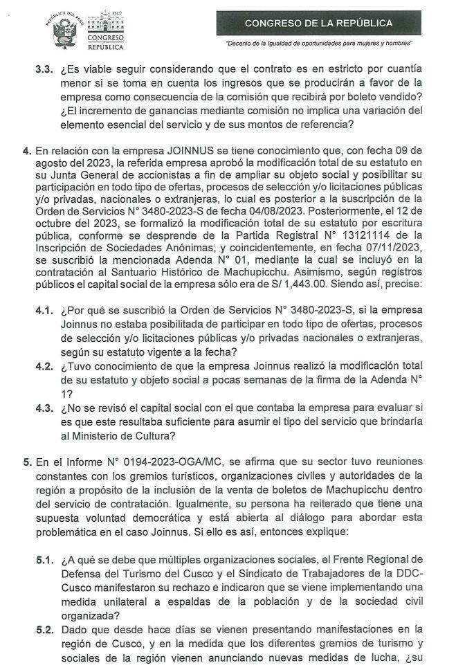 Moción de interpelación de Guido Bellido y otros contra Leslie Urteaga.