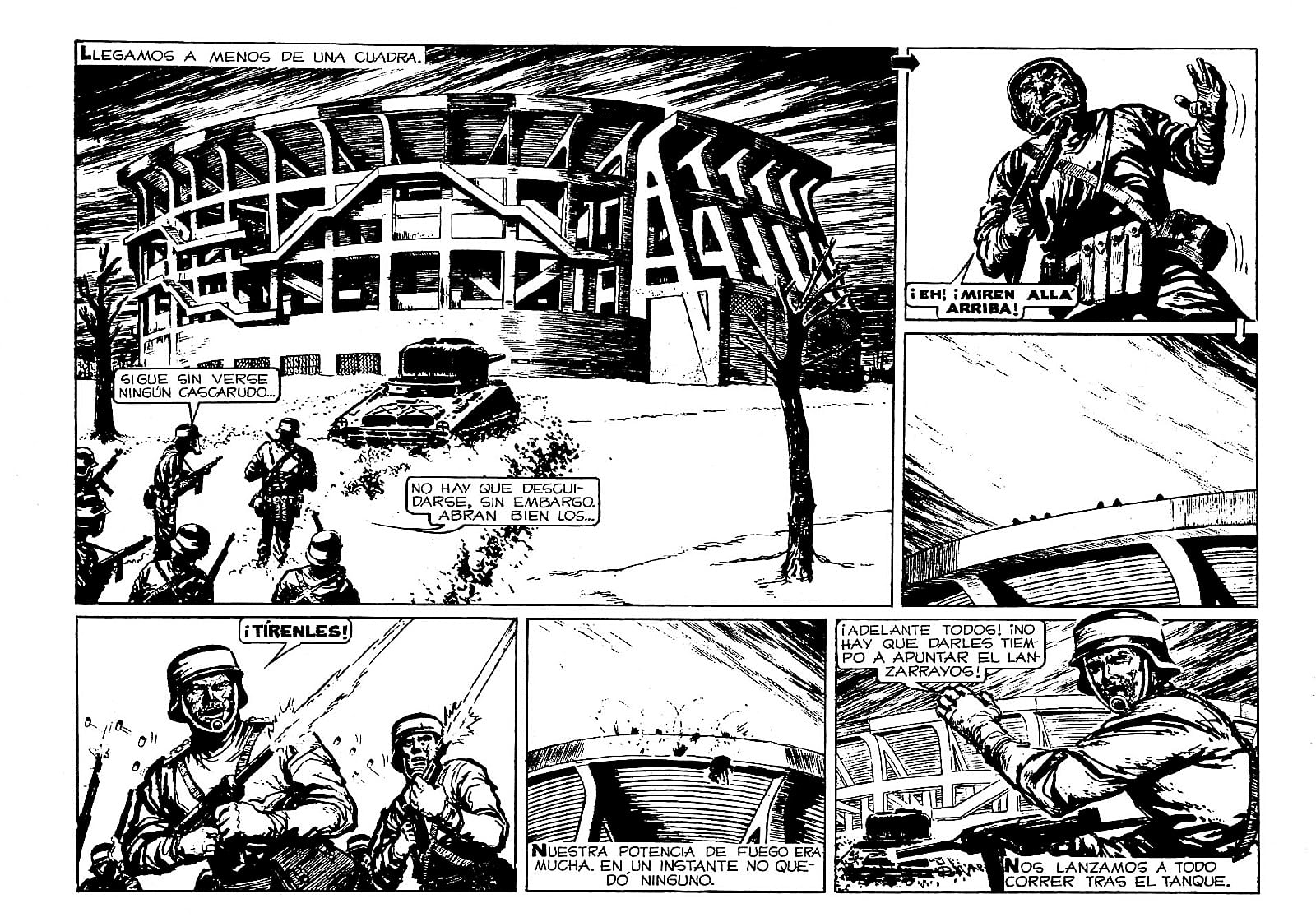 Enfrentamiento de las tropas argentinas contra los extraterrestres frente al icónico estadio de River Plate.