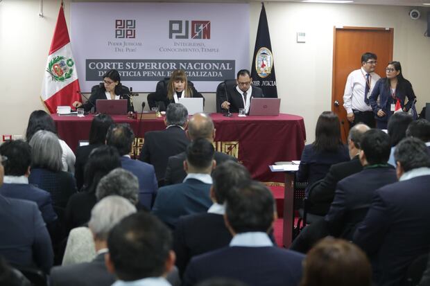 Los jueces del Tercer Juzgado Colegiado de la CSNJPE, a cargo del juicio a Keiko Fujimori. Foto: GEC / Alessandro Currarino