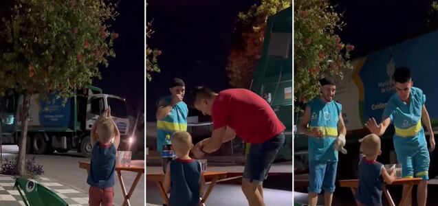 El conmovedor video en el que un niño espera a recolectores de basura para ofrecerle gaseosa