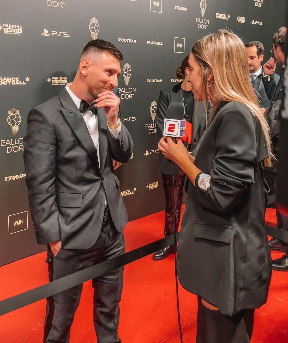 Sofi Martínez entrevistó a Lionel Messi en la gala del Balón de Oro (Foto: Sofi Martínez / Instagram)