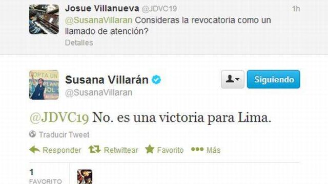 Villarán respondió preguntas en Twitter: revocación no fue un llamado de atención 