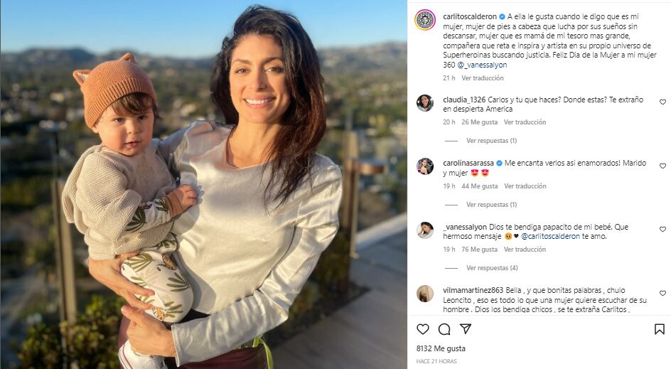 El mensaje de Carlos Calderón a su esposa Vanessa Lyon logró varios comentarios en redes sociales (Foto: Carlos Calderón / Instagram)