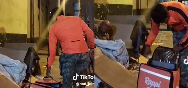 Repartidor de delivery regaló el pedido de comida a ancianos en abandono