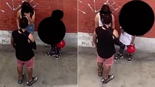 Registran cómo sujeto golpea a mujer delante de un niño y en plena vía pública