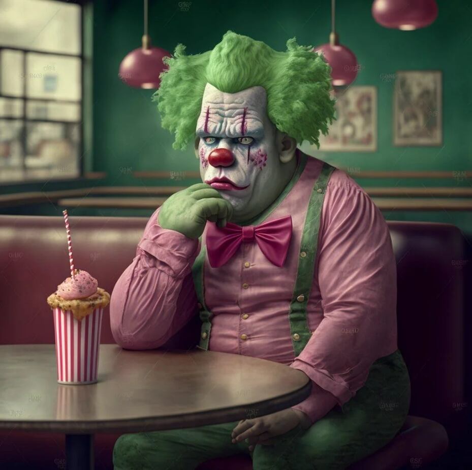 Krusty el payaso. | (Foto: Midjourney/@bwbyh)