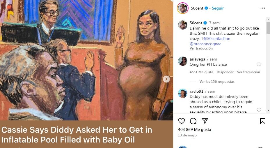 El rapero ha comentado cada etapa del caso desde las primeras denuncias de Cassie Ventura. (Foto: @50cent / Instagram)