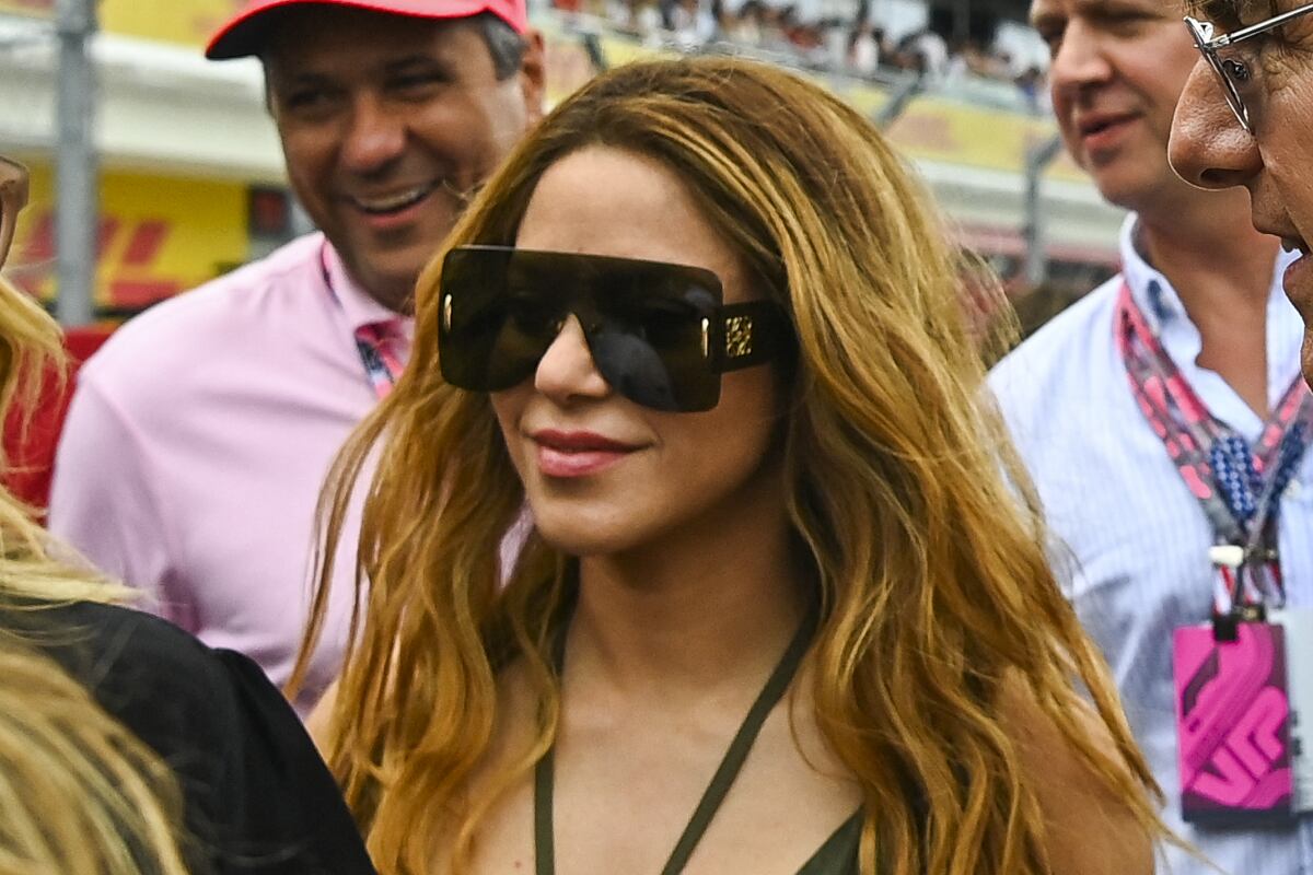 Shakira estuvo en el Grand Prix de Gran Bretaña con un gran atuendo (Foto: AFP)