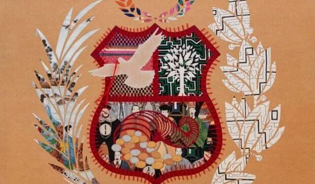 Obra de Gabriela Fariña. Escudo con influencia Japonesa.