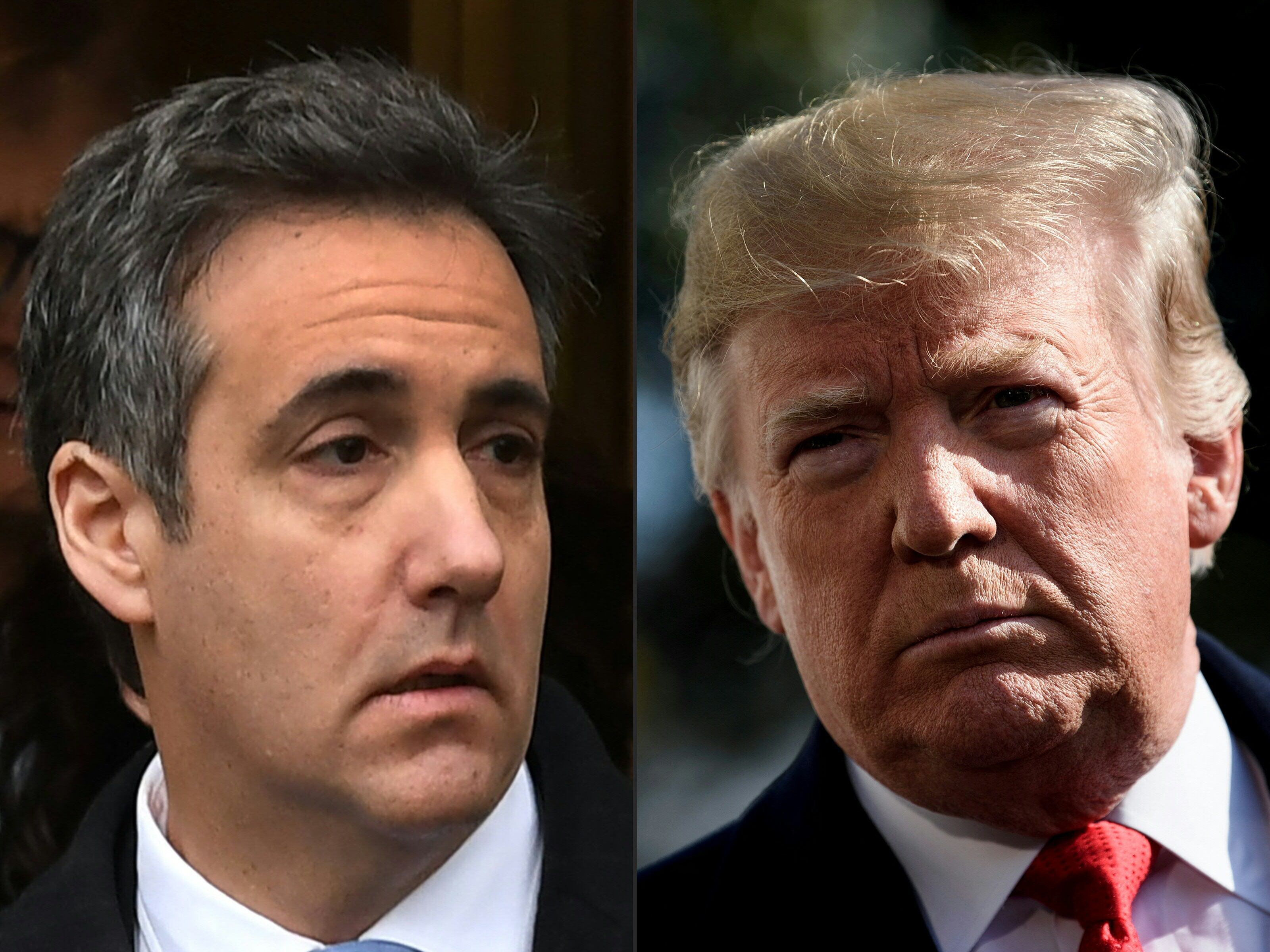 El ex abogado del ex presidente estadounidense Donald Trump, Michael Cohen y el ex presidente estadounidense, Donald Trump. (Foto de TIMOTHY A. CLARY y Brendan Smialowski / AFP)