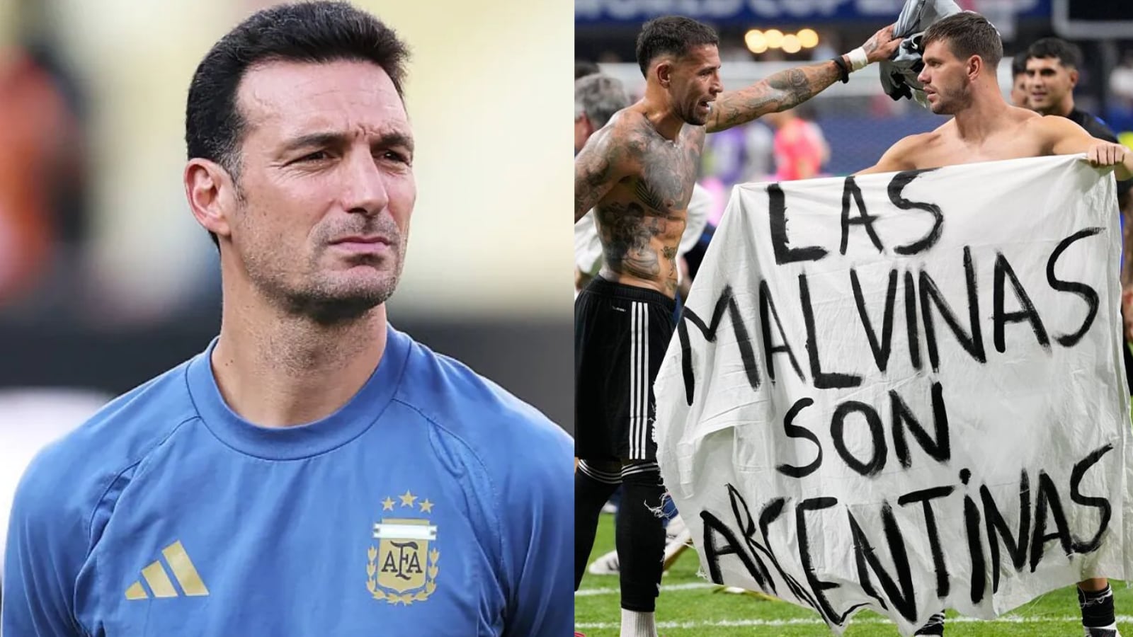 ¿Sanción para Argentina? Scaloni rompió su silencio tras polémica bandera sobre Malvinas | VIDEO