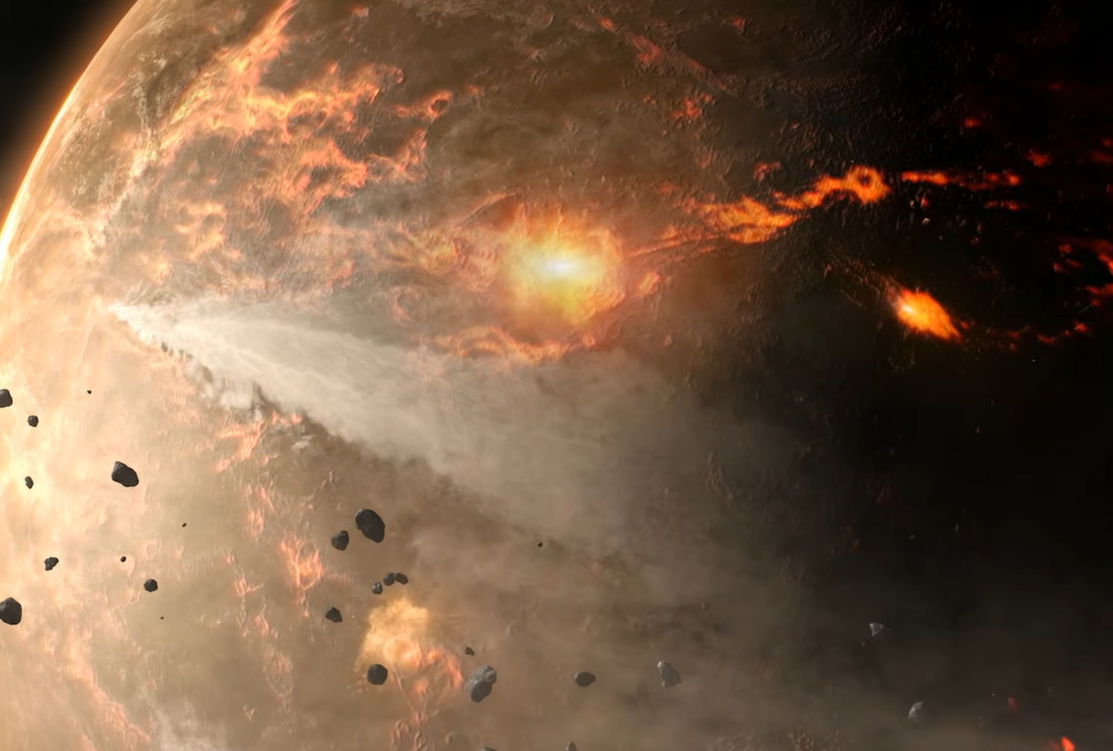 Recreación de la destrucción de mundos que fue captada por el Telescopio Espacial Hubble de la NASA y ESA. (Foto: NASA's Goddard Space Flight Center)