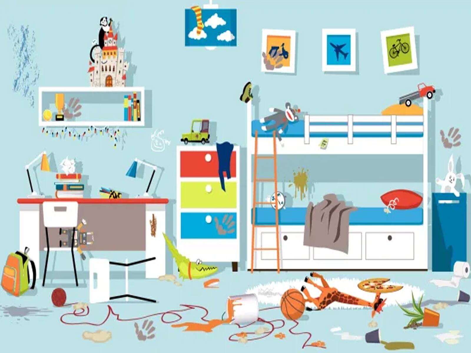 RETO VISUAL | Tendrás 10 segundos para descubrir las huellas de manos embarradas entre el desorden del dormitorio.